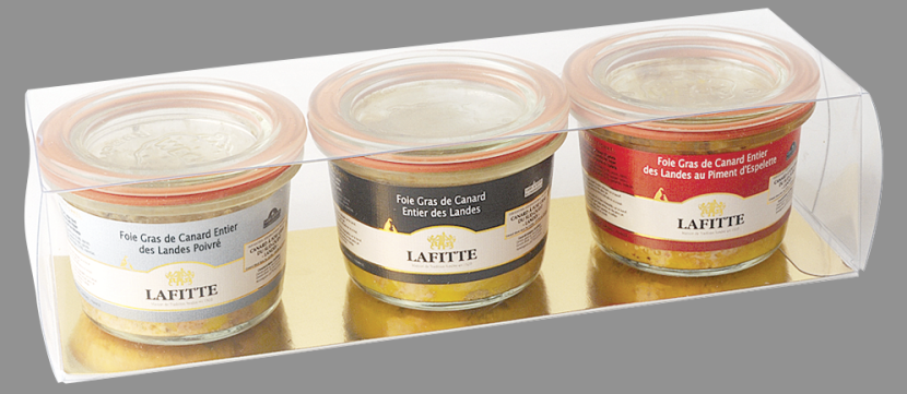 Trio de verrines de foie gras aux trois saveurs de Lafitte
